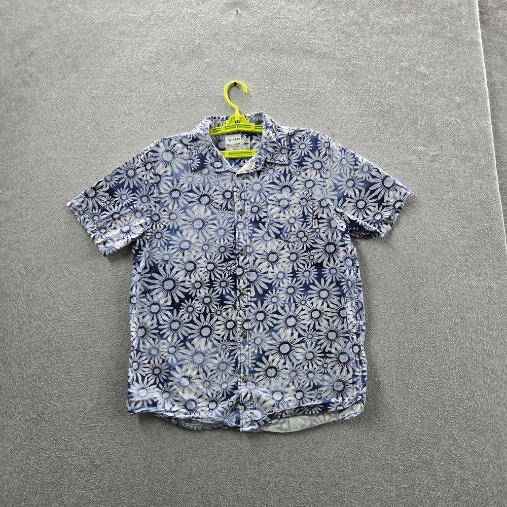 Vans x Joel Tudor Men Button Up Shirt S Blue Floral Hawaiian Short Sleeve